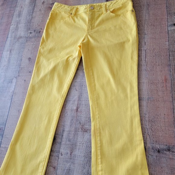 Tory Burch Cropped Slim Boot Dandelion Yellow Jeans 28 - Picture 6 of 16